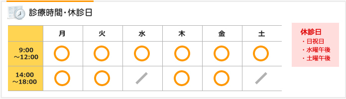 診療時間・休診日